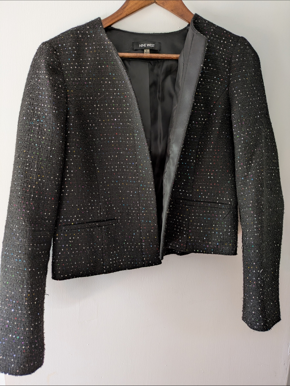 Nine West Black Tweed Jacket with Multicolor Sparkle